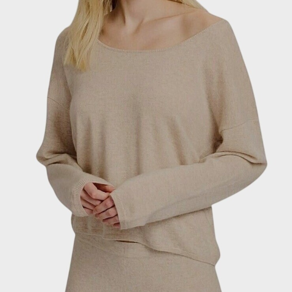 Naadam Cashmere Scoop Neck Sweater Women S Relaxed Slouchy Lightweight Oatmeal